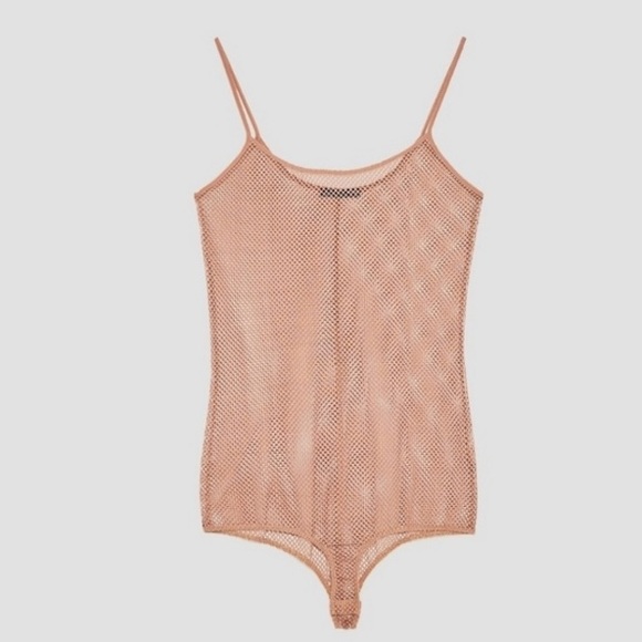 Zara Tops Eucnwot Zara Nude Mesh Bodysuit Size S Poshmark